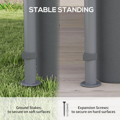 3 x 3 m Double Roof Outdoor Gazebo with Curtains, Dark Grey