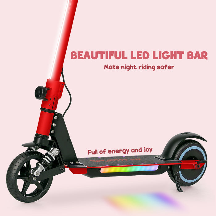 Folding Electric Scooter w/ LED Lights and Display, Red