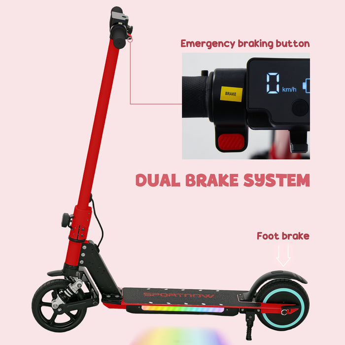 Folding Electric Scooter w/ LED Lights and Display, Red