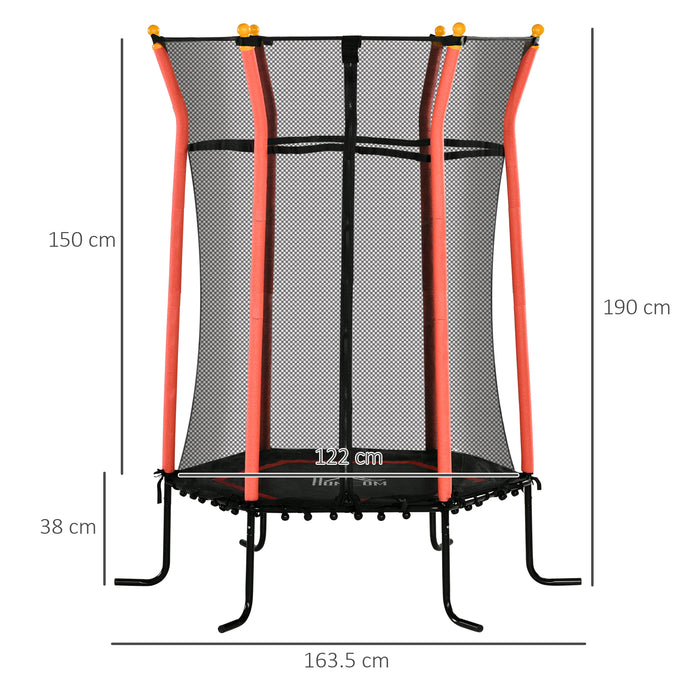 5.4FT Kids Trampoline With Enclosure Indoor Outdoor for 3-10 Years Red