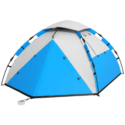 3-4 Man Camping Tent, Family Tent, 2000mm Waterproof, Portable with Bag, Quick Setup, Blue