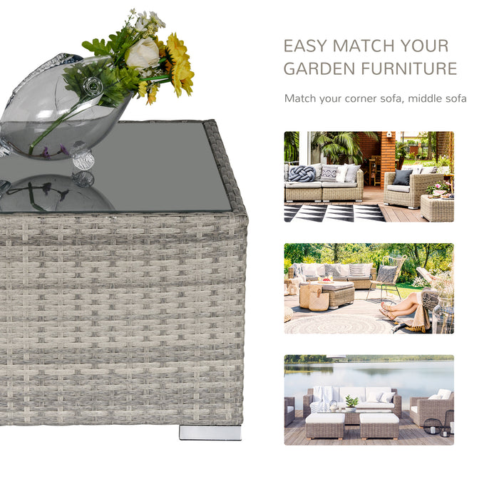 Rattan Wicker Patio Coffee Table Ready to Use Outdoor Furniture Suitable for Garden Backyard Grey