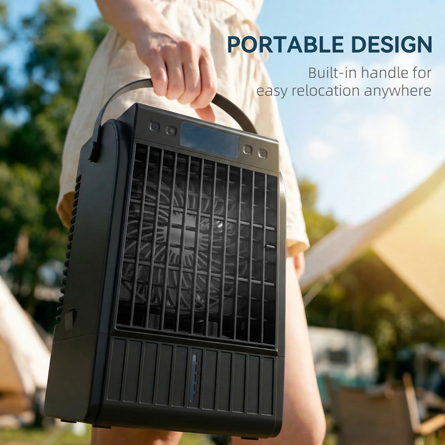 4-in-1 Mini Air Cooler with RGB 7 LED Light, Cooling Fan, Black