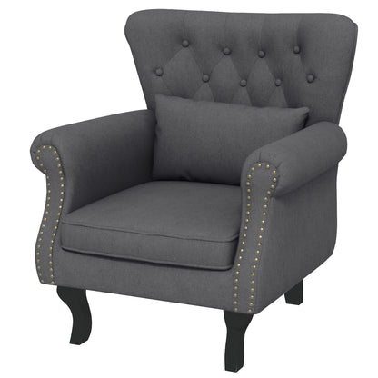 Wingback Armchair, Chesterfield-style Accent Chair, Dark Grey