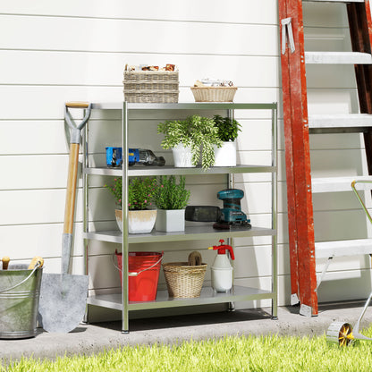 4-Tier Stainless Steel Bakers Rack, Microwave Stand for Small Spaces