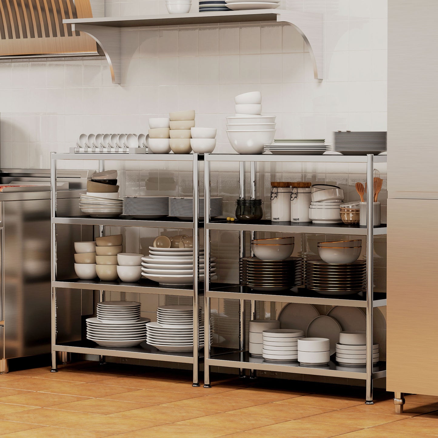 4-Tier Stainless Steel Bakers Rack, Microwave Stand for Small Spaces