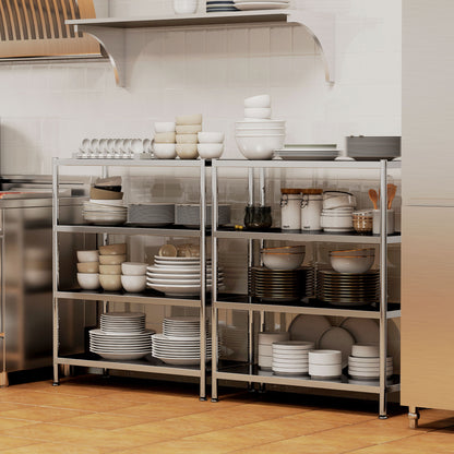 4-Tier Stainless Steel Bakers Rack, Microwave Stand for Small Spaces