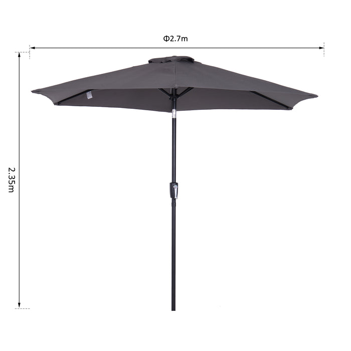 2.6M Garden Parasol Umbrella with Tilt and Crank, Outdoor Sun Parasol Sunshade Shelter with Aluminium Frame