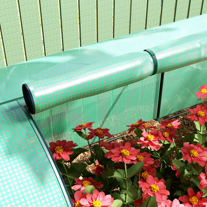 Tunnel Greenhouse Steel Frame for Garden w/ Zipper Doors, Green