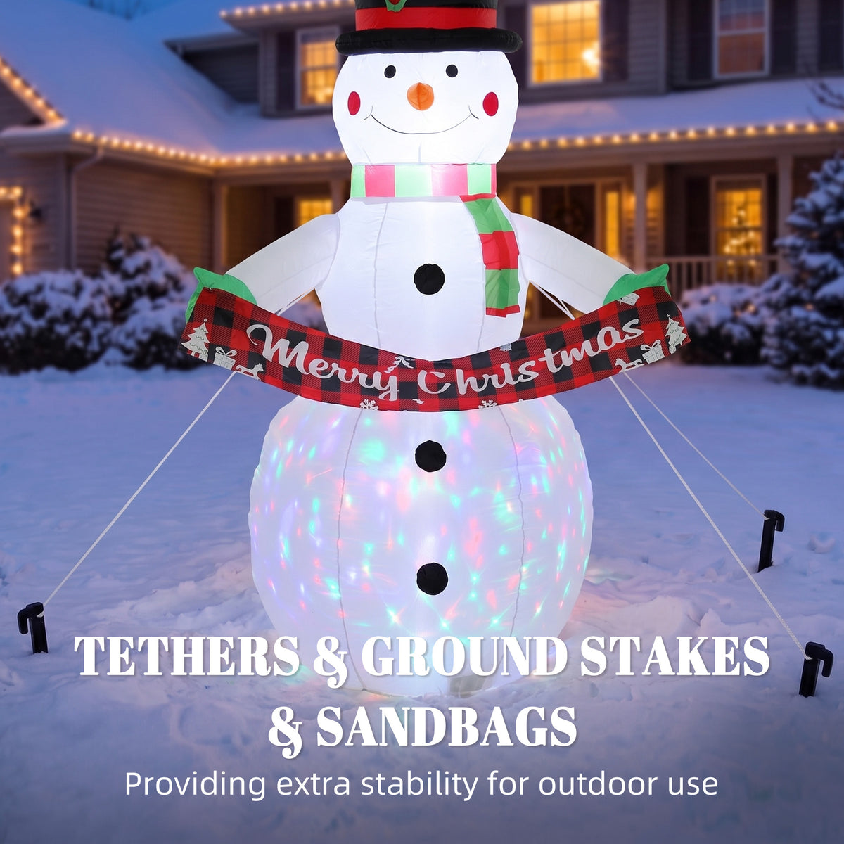 Christmas Blow Up Snowman with Colourful LED Light