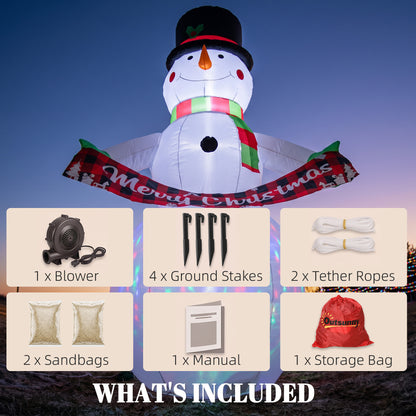 Christmas Blow Up Snowman with Colourful LED Light