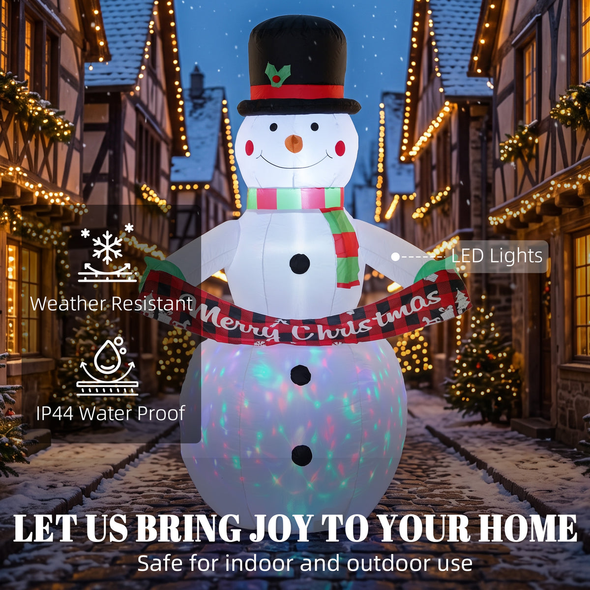 Christmas Blow Up Snowman with Colourful LED Light