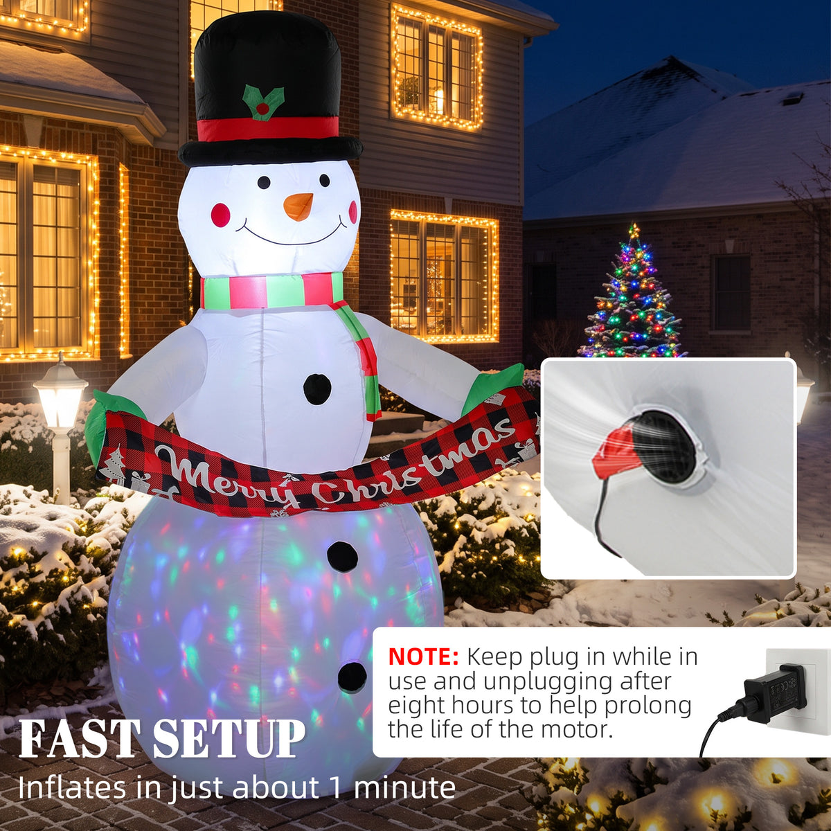 Christmas Blow Up Snowman with Colourful LED Light