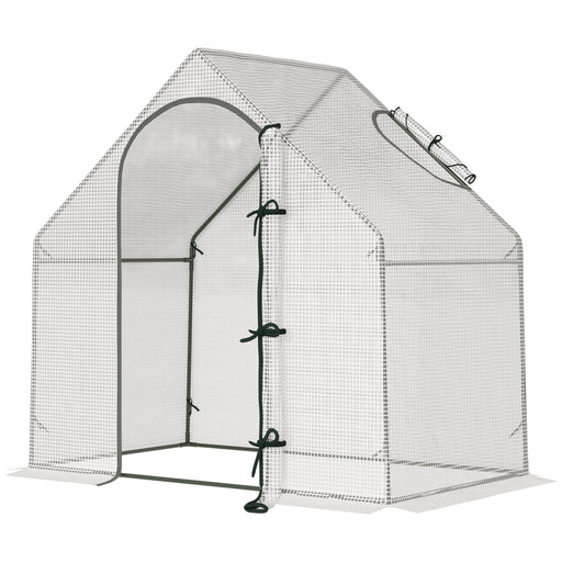 Walk-In Greenhouse Vegetable Plant herb Garden Grow House w/ Window Roll-Up Door Steel Frame All-Year Portable, 180 x 100 x 168cm, White