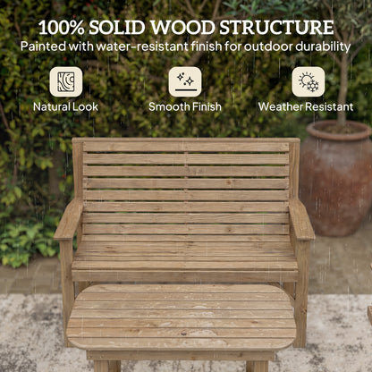 4 Seater Garden Furniture Sofa Set with Curved Seat, Natural Wood