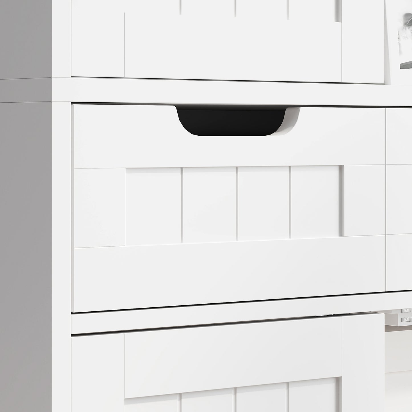 Bathroom Tall Cabinet with Drawer, Adjustable Shelf and Doors, White