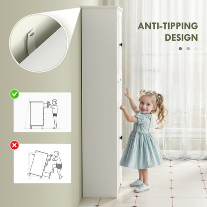 Bathroom Tall Cabinet with Drawer, Adjustable Shelf and Doors, White