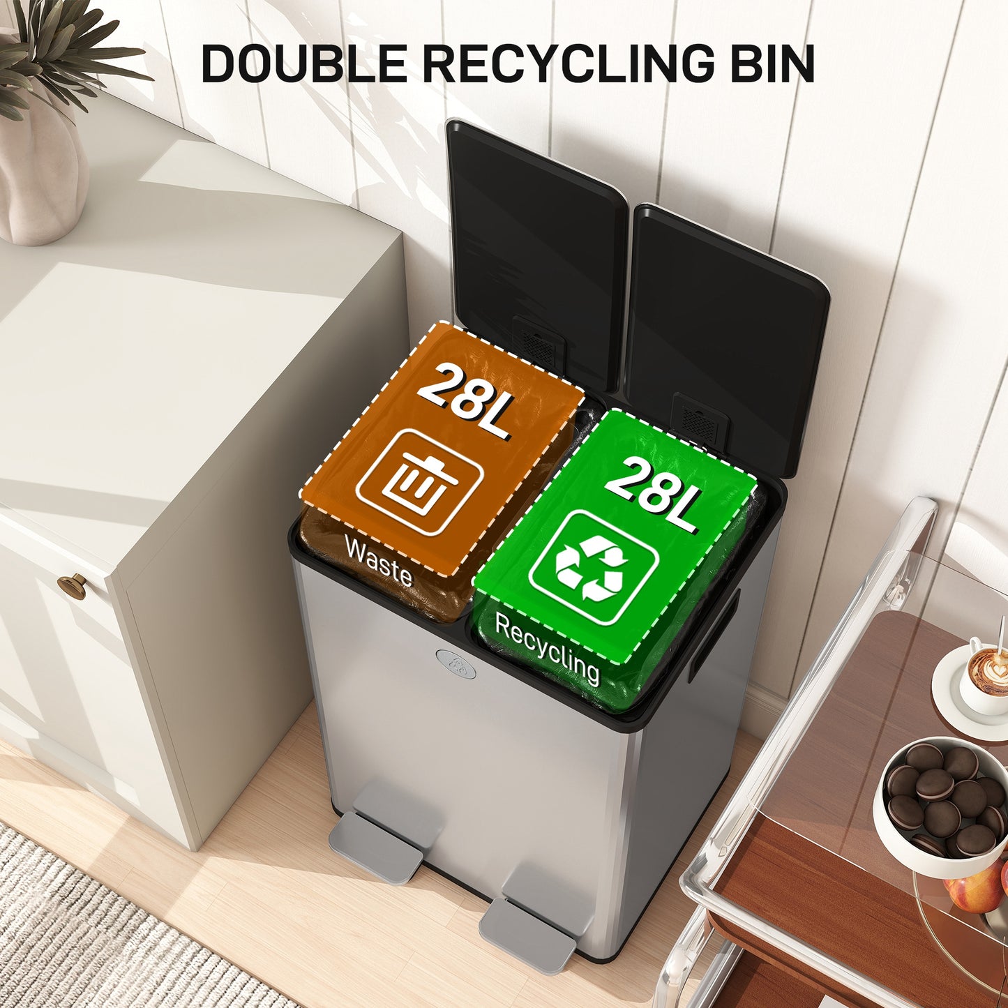 Roll File Cabinet with Drawer, Organiser Letter Size, Black