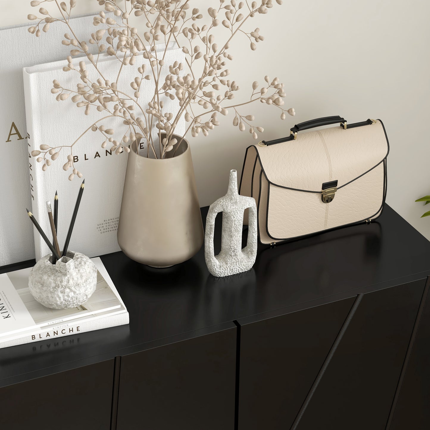 Shoe Storage Cabinet with Soft-Close Hinges and Adjust Shelves, Black