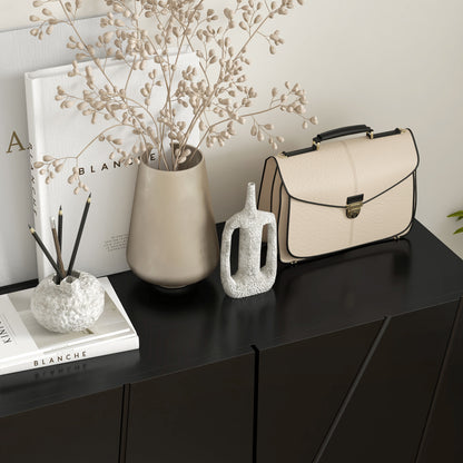 Shoe Storage Cabinet with Soft-Close Hinges and Adjust Shelves, Black