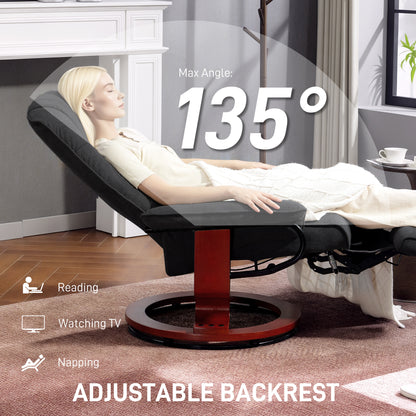 Manual Recliner Swivel Reclining Chair with Footrest Armrests, Black