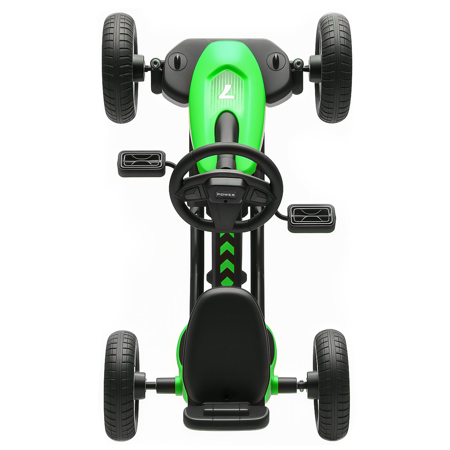 Pedal Go-Kart for Kids with Silent EVA Wheels, Metal Frame, Green