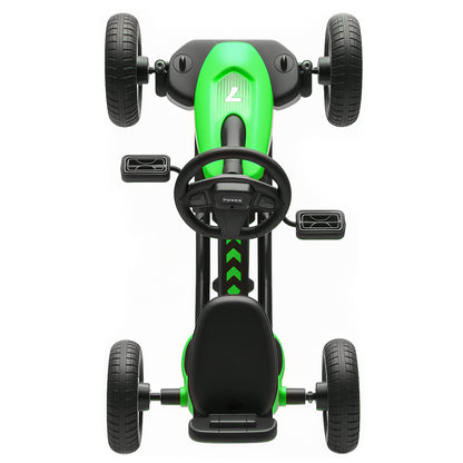 Pedal Go-Kart for Kids with Silent EVA Wheels, Metal Frame, Green