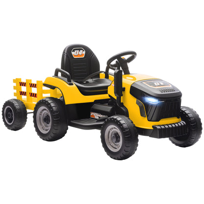 Ride on Tractor and Trailer, 12V Electric Ride on Tractor, Yellow