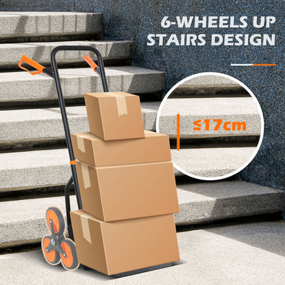 Trolley Hand Trucks 6-Wheels Foldable Load Cart Steel, Orange
