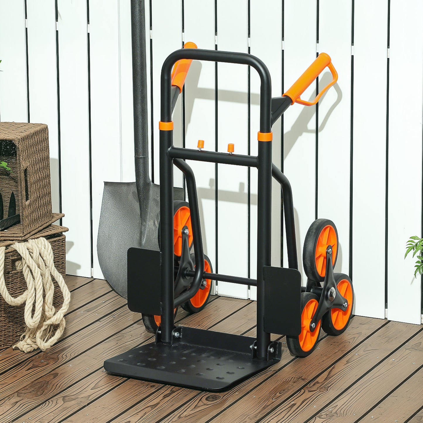 Trolley Hand Trucks 6-Wheels Foldable Load Cart Steel, Orange