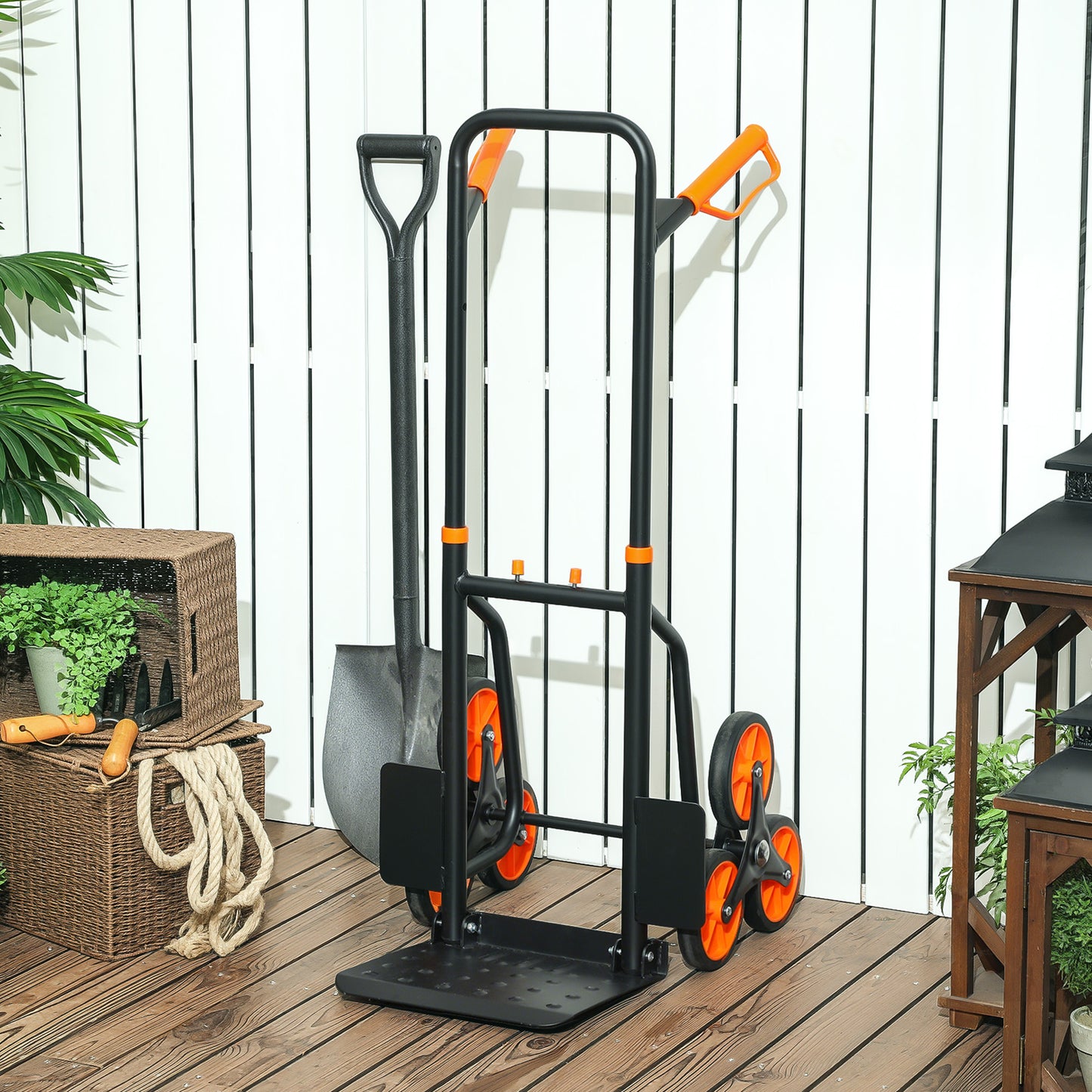 Trolley Hand Trucks 6-Wheels Foldable Load Cart Steel, Orange