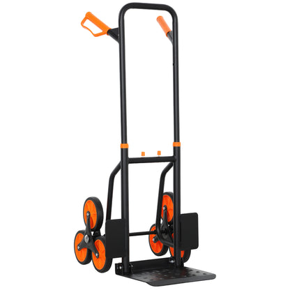 Trolley Hand Trucks 6-Wheels Foldable Load Cart Steel, Orange
