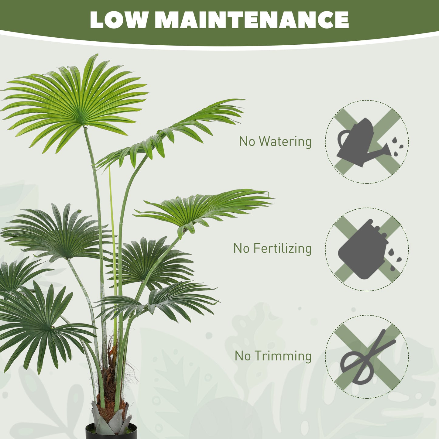 Artificial Plant with PEVA Leaves and Coconut Coir for Home Office