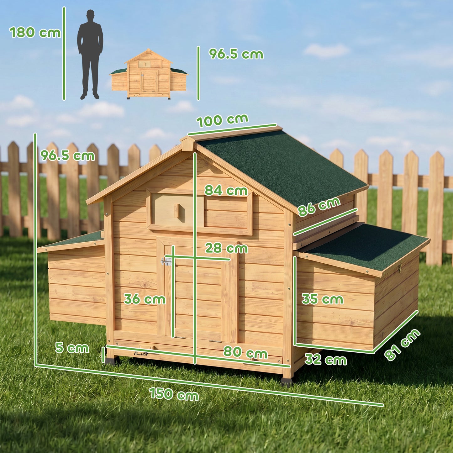 Chicken Coop with Nesting Box, Openable Top, Pull-Out Tray, Yellow