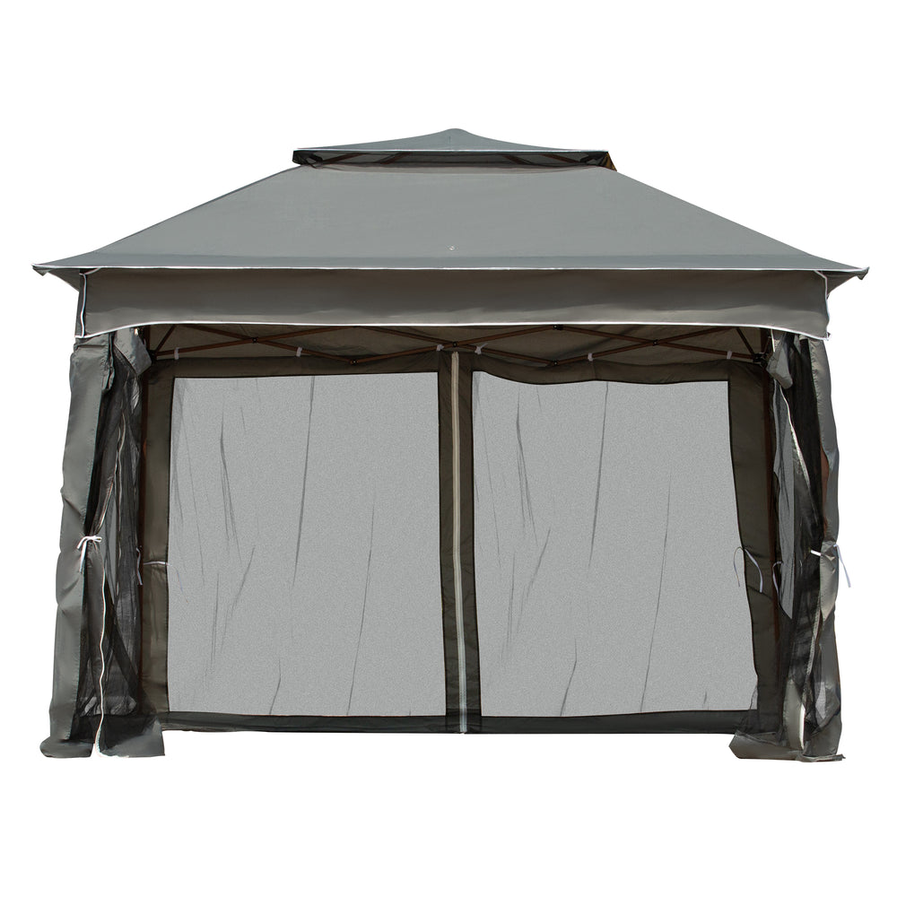 3 x 3(m) Pop Up Gazebo, Double-roof Garden Tent with Netting and Carry Bag, Party Event Shelter for Outdoor Patio, Grey