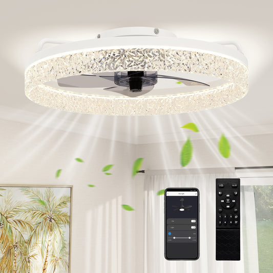 Ceiling Fans with Lights and Remote & App Control for Bedroom, White