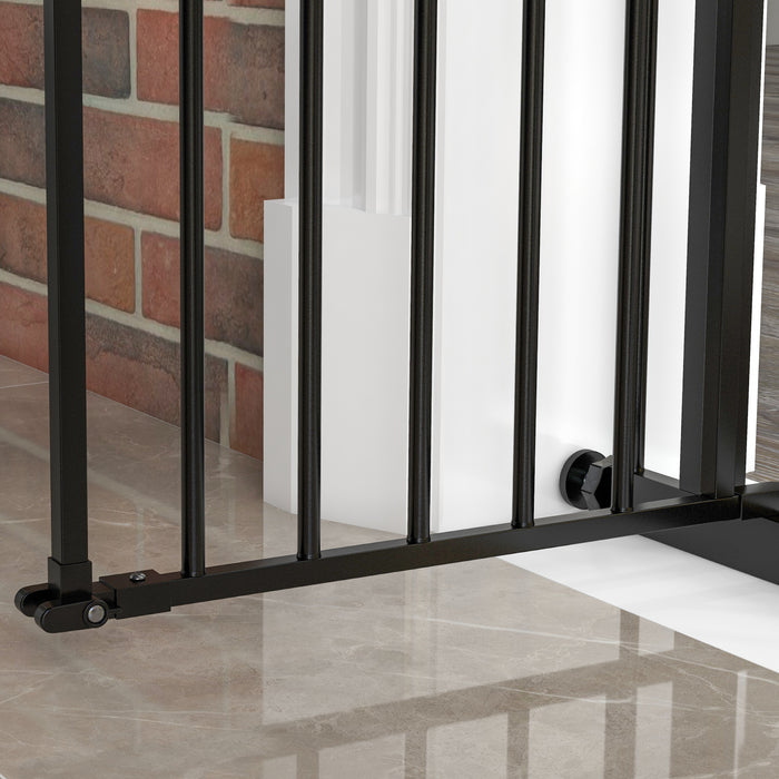 Metal 74-94cm Wide Adjustable Dog Gate Black