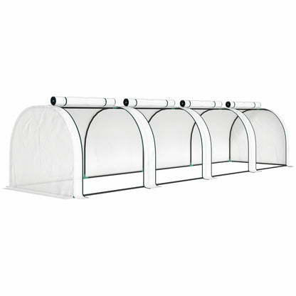 PE Tunnel Greenhouse, Green Grow House with Steel Frame and Zipper Doors for Garden, 395 x 100 x 80cm, White