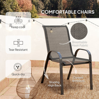 Garden Bistro Set, Small Garden Set w/ Stackable Chairs, Black