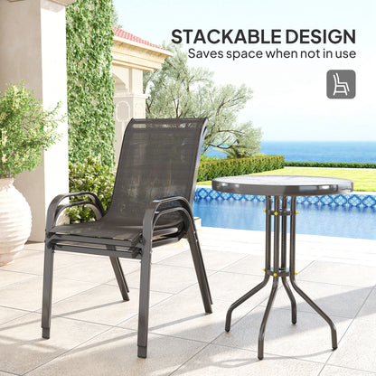 Garden Bistro Set, Small Garden Set w/ Stackable Chairs, Black