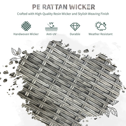 Rattan Outdoor Dining Table and Chairs for 4, Light Grey