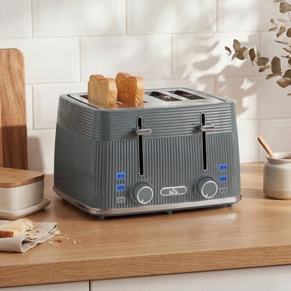 4 Slice Electric Toaster with 7 Browning Levels, 1860W, Grey