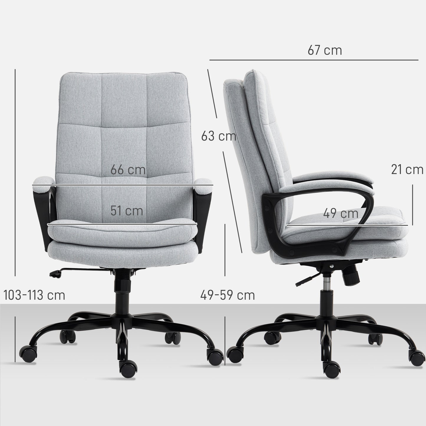 Fabric Office Chair, Computer Desk Chair for Home, Light Grey