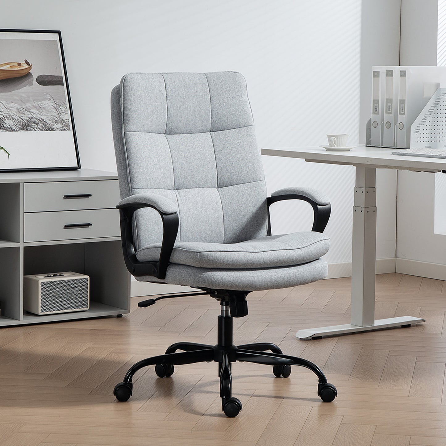 Fabric Office Chair, Computer Desk Chair for Home, Light Grey