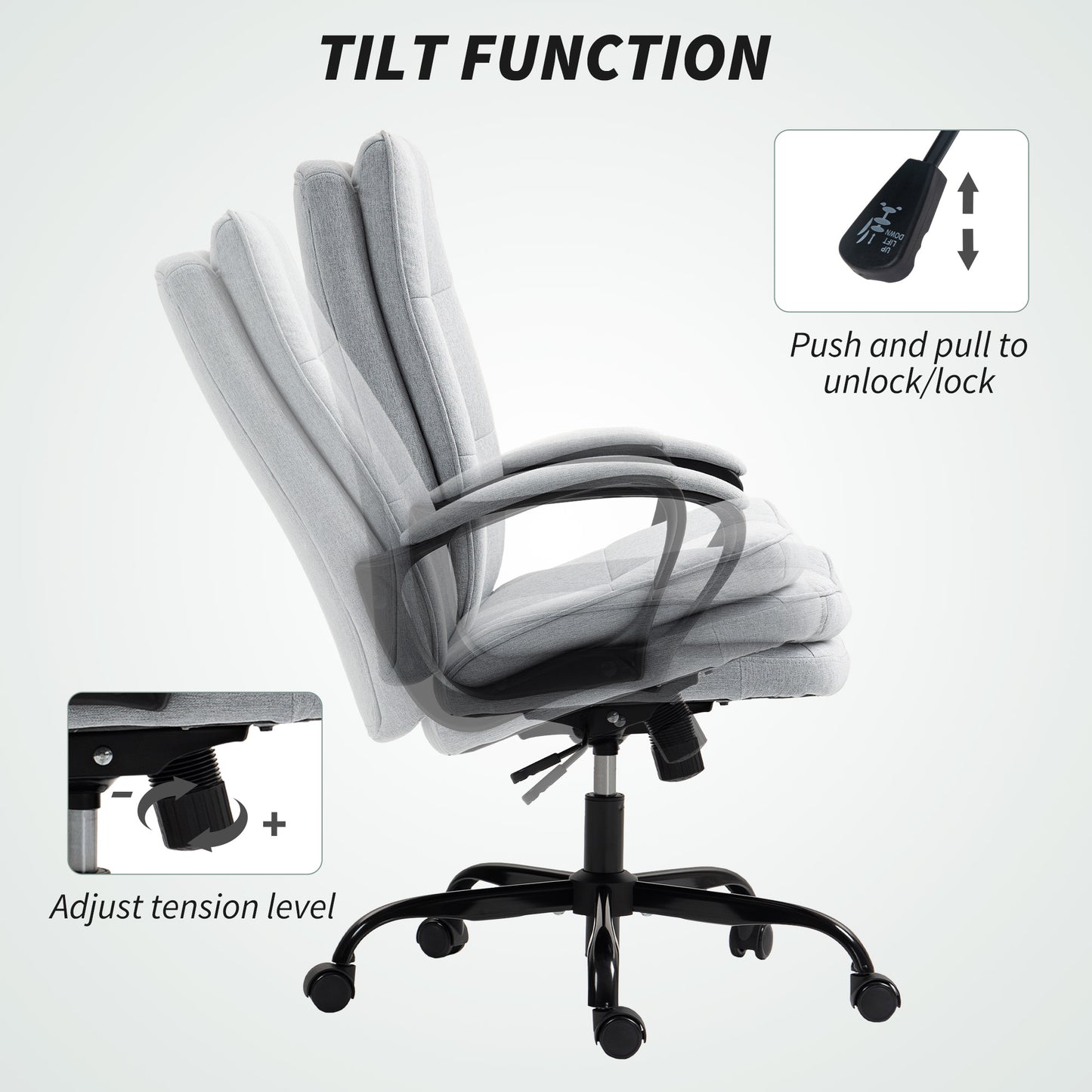 Fabric Office Chair, Computer Desk Chair for Home, Light Grey