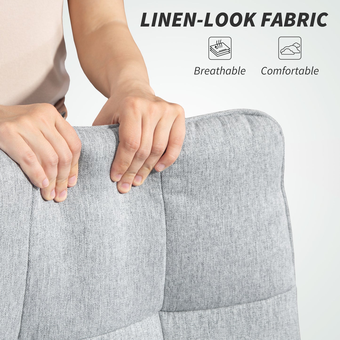 Fabric Office Chair, Computer Desk Chair for Home, Light Grey