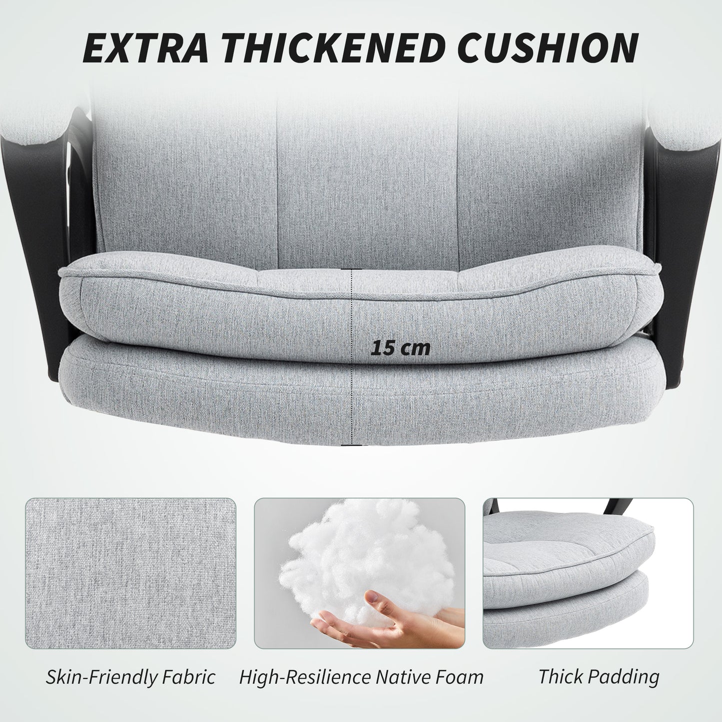 Fabric Office Chair, Computer Desk Chair for Home, Light Grey