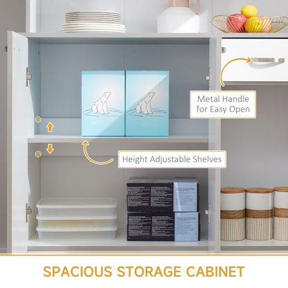 Freestanding Kitchen Cupboard, Storage Cabinet with Doors White