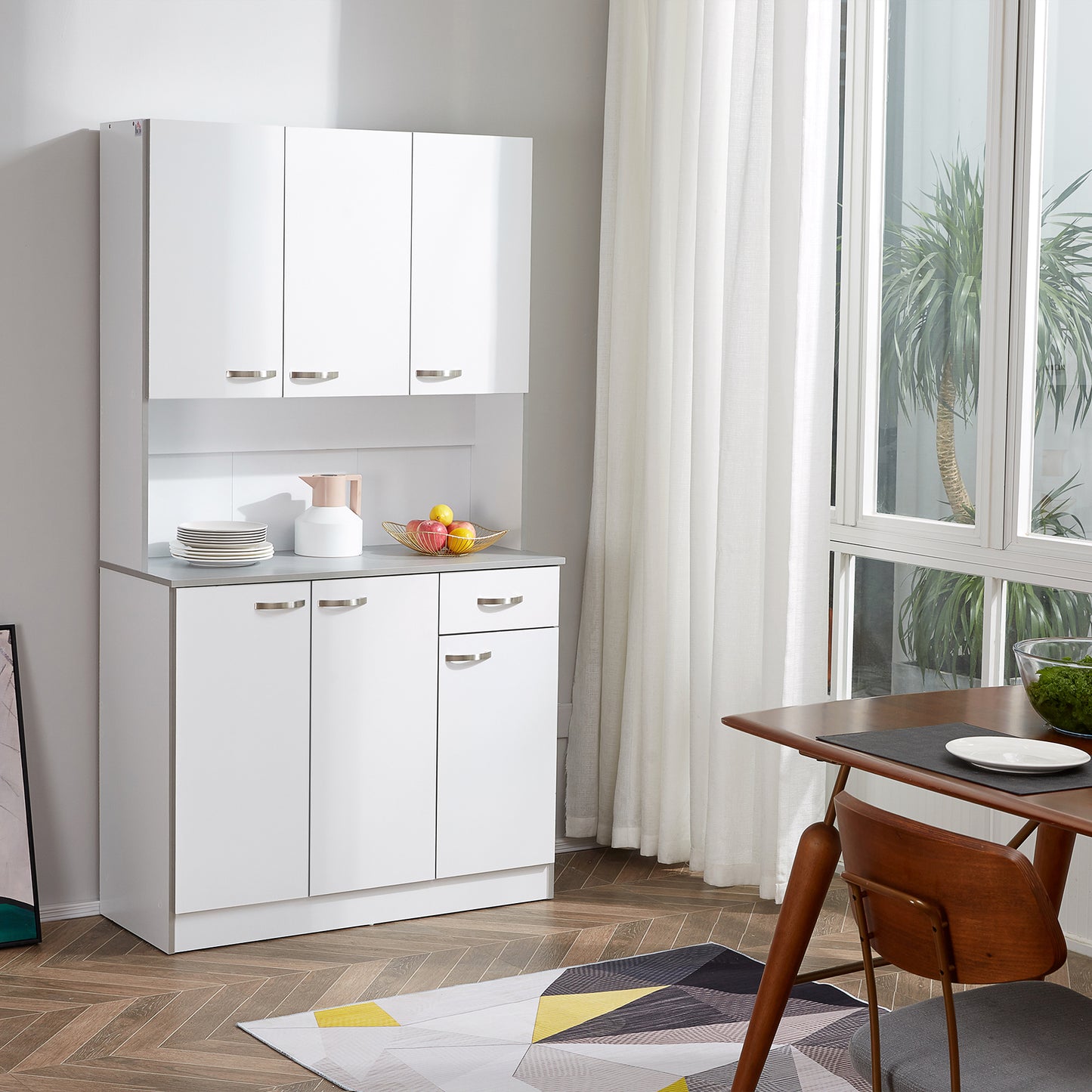 Freestanding Kitchen Cupboard, Storage Cabinet with Doors White