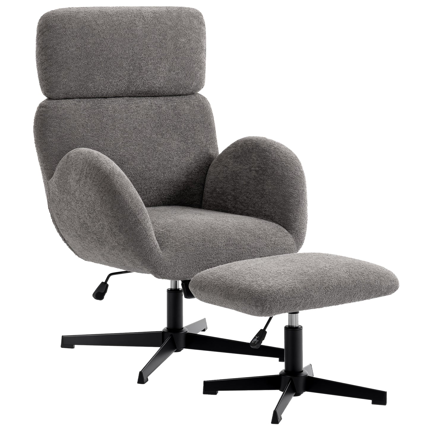 Swivel Armchair with Footstool, Rocking Accent Chair, Grey